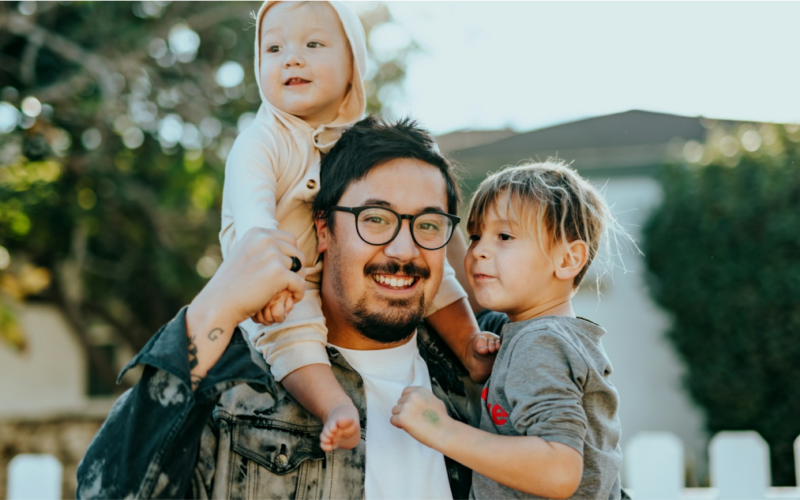 Dad with kids