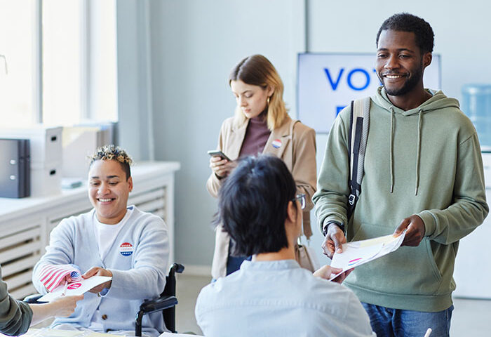 Voters turning in ballets on election day