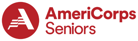 AmeriCorps Seniors logo with a stylized letter “A” and red text on a light background.
